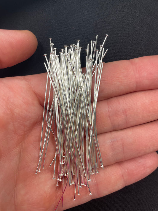 Silver Plated Flat Head Pins 2.5 Inches 21 Gauge