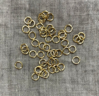 6 mm Open Jump Ring: 18 Gauge, Shiny Gold, 50 pieces