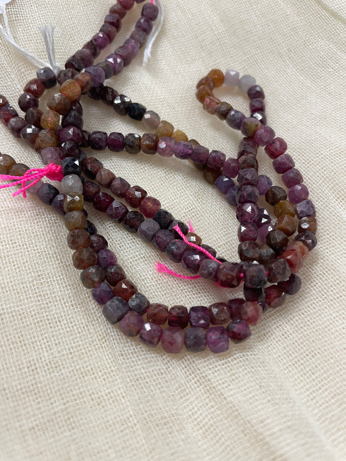 Ruby and Umba Faceted Cube Beads