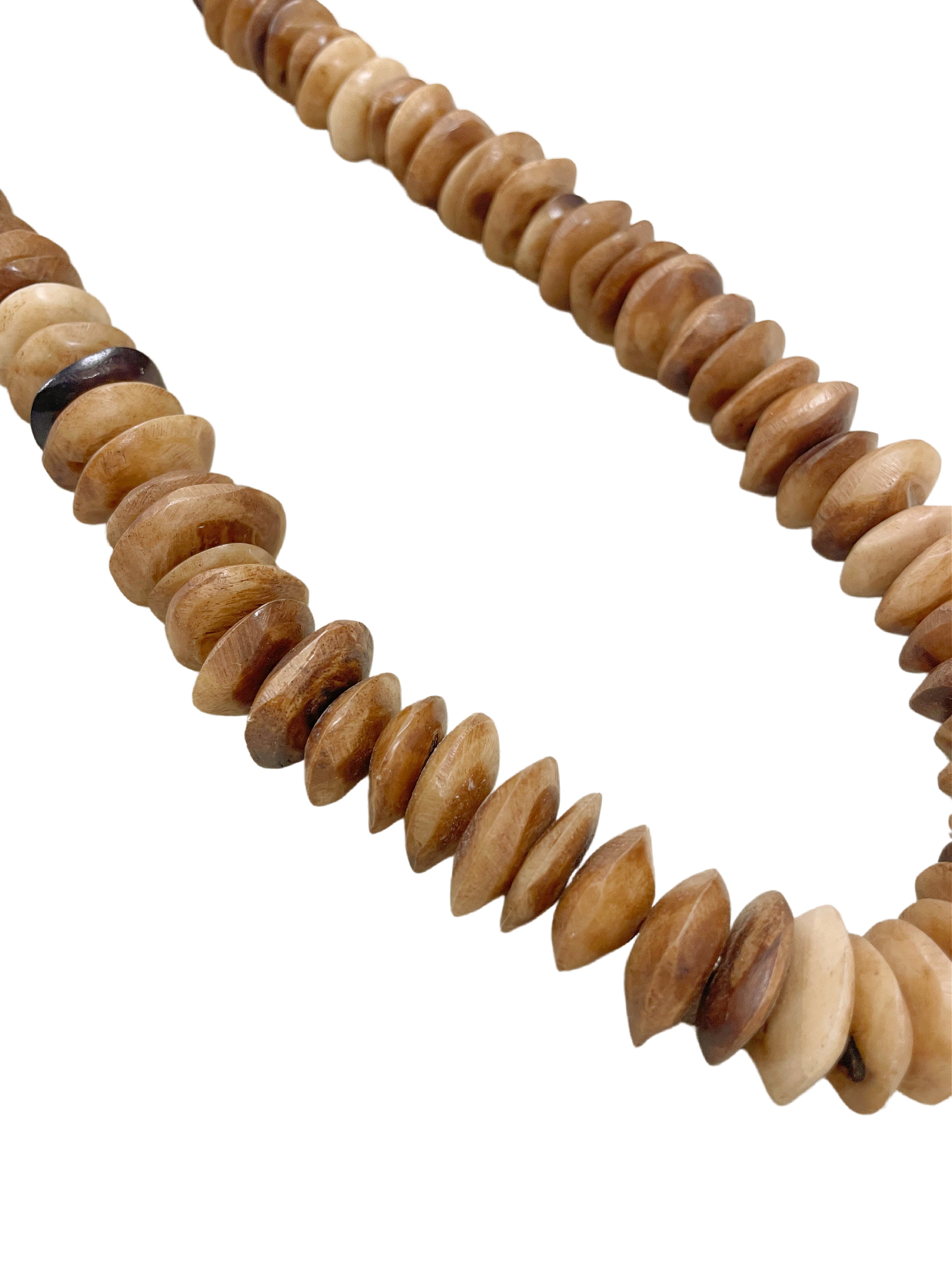 Saucer Horn Beads from Ghana: Light Brown