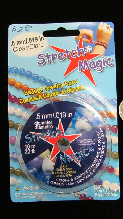 Stretch Magic .5mm Elastic Cord; Clear or Black, 10 meter or 25 meter