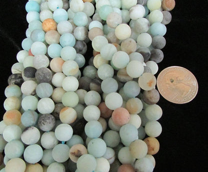 Amazonite Matte Round beads 6 or 8mm, 15.5 inch  strand