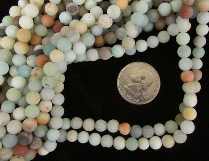 Amazonite Matte Round beads 6 or 8mm, 15.5 inch  strand