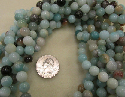 Black Gold Amazonite strand, 8mm smooth polished 16-inch strand