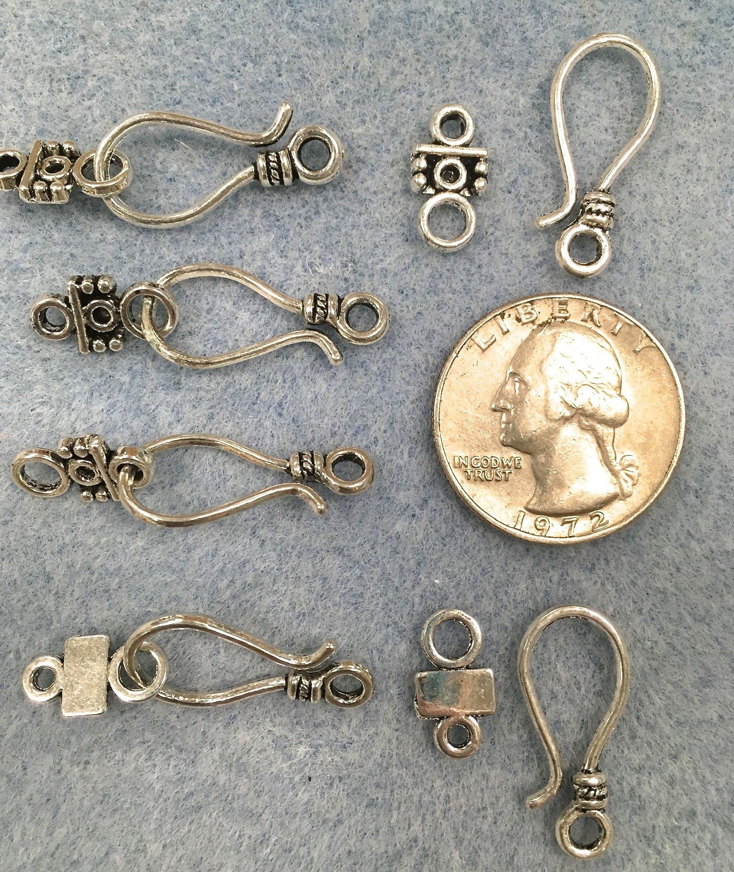 Goldplate or Silverplate Hook &amp; Eye Clasps Package of (10 sets) 24mm