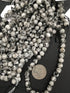 zebra Jasper, Black & White 8mm faceted rounds, 15.5 inch strand