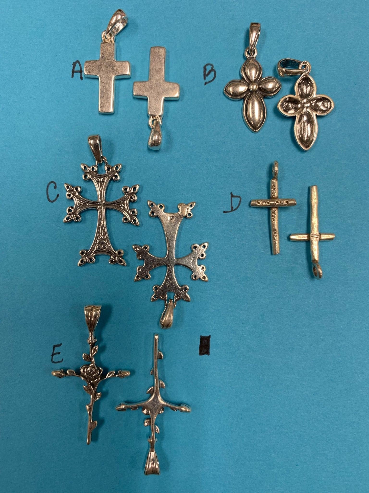 Bali and Hill Tribe Sterling Silver Cross, various prices