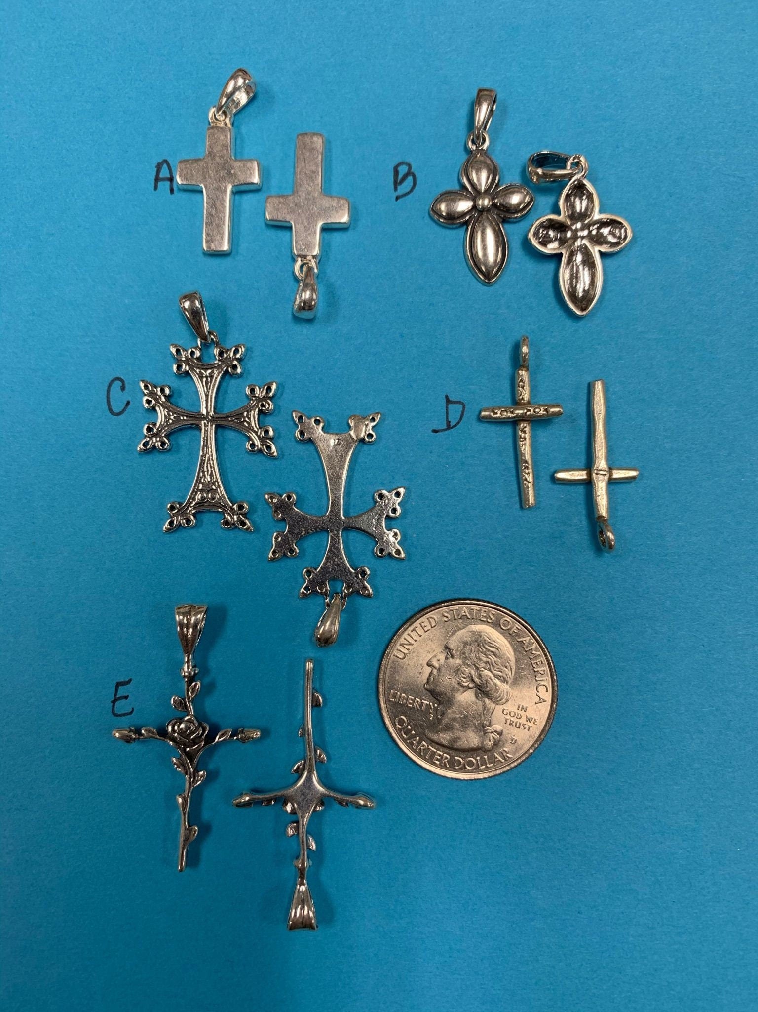 Bali and Hill Tribe Sterling Silver Cross, various prices