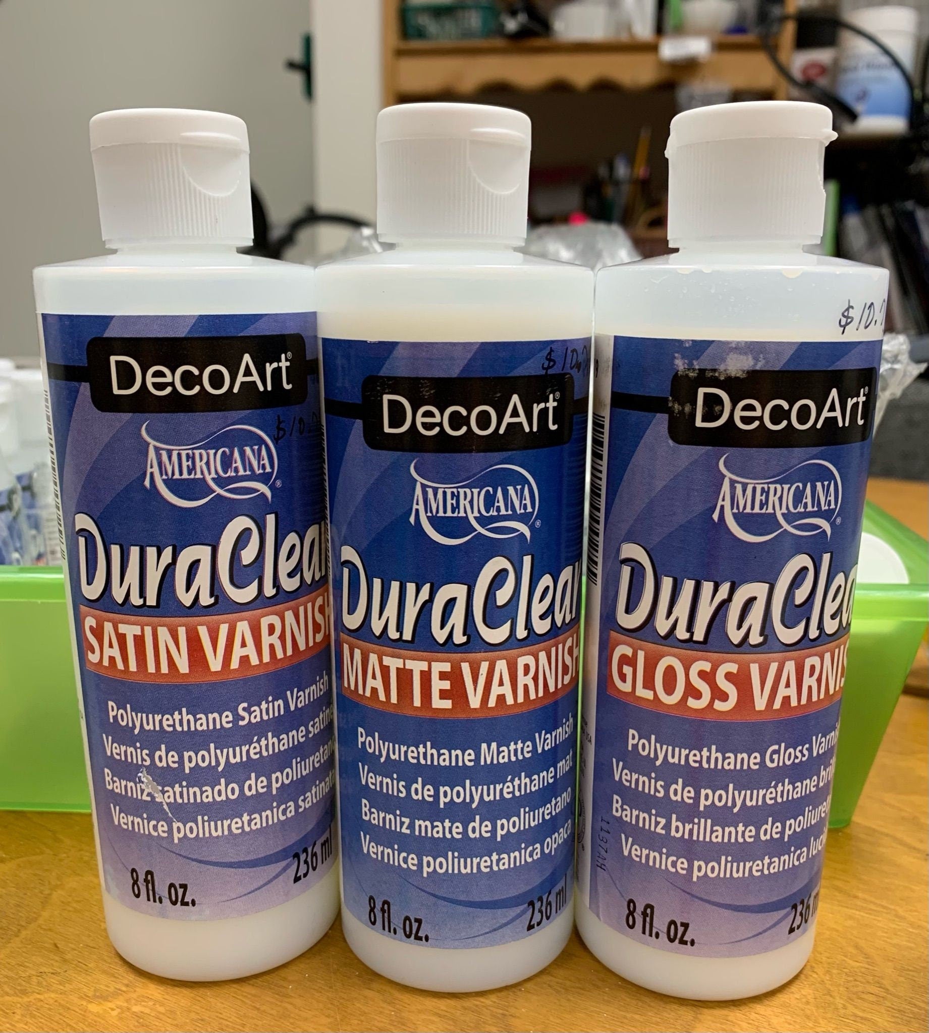 DuraClear acrylic varnish by DecoArt, 2 ounce bottle, 4 options