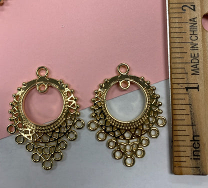 Goldplate Filigree Earring Chandelier Connector/Drops