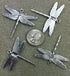 Dragonfly Charms, Silverplate 40mm pack of 4