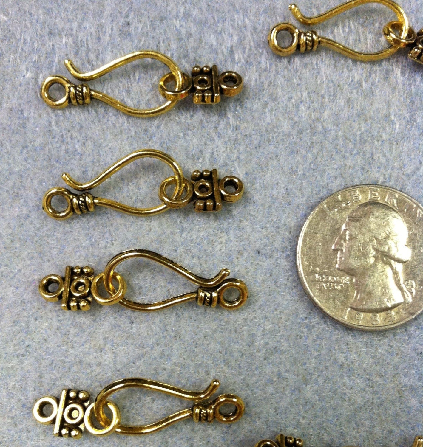 Goldplate or Silverplate Hook &amp; Eye Clasps Package of (10 sets) 24mm