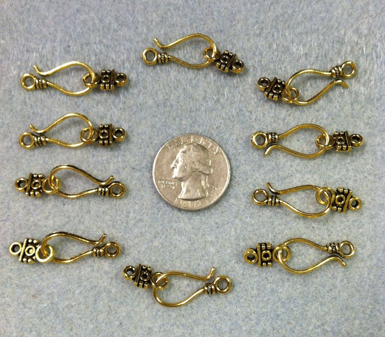 Goldplate or Silverplate Hook &amp; Eye Clasps Package of (10 sets) 24mm