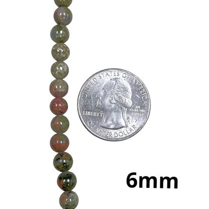 Round smooth 6mm Unakite Beads natural