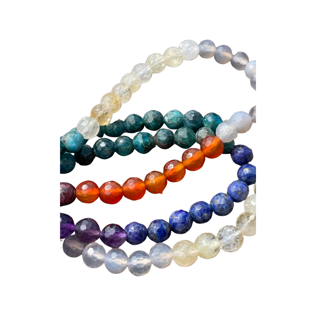 Mixed Gemstone Faceted Round Gemstone Beads