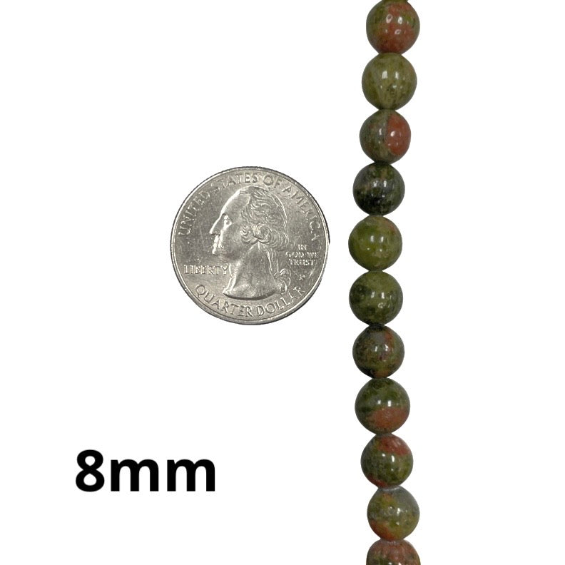 Round smooth 6mm Unakite Beads natural