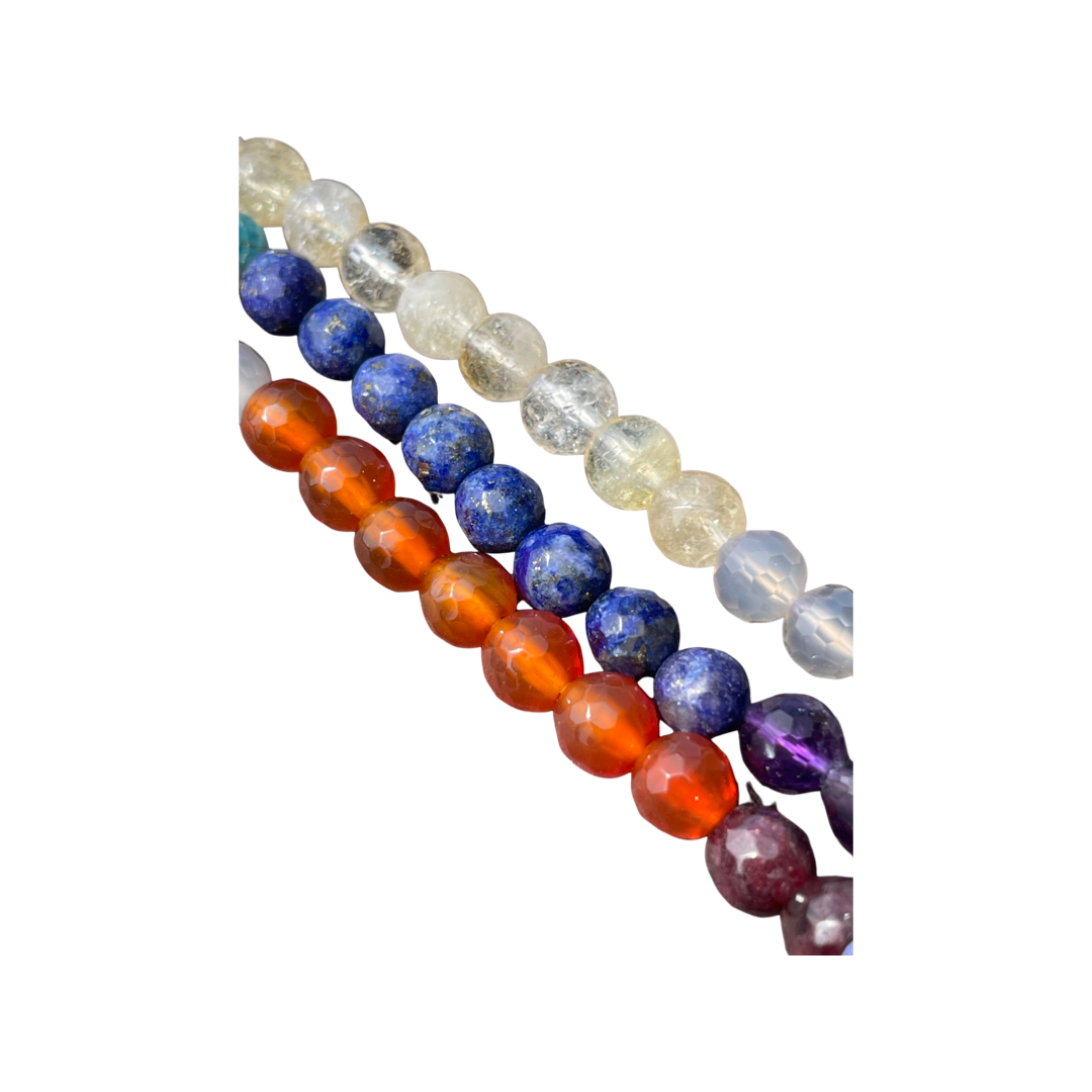 Mixed Gemstone Faceted Round Gemstone Beads