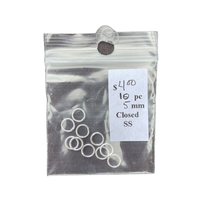 Sterling Silver 5mm Closed Jump Rings (22 Gauge)