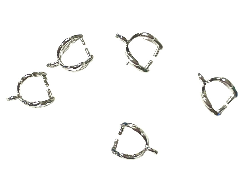 Silver Plated Small Bails with Leaf Design, 5 pc 9x7mm