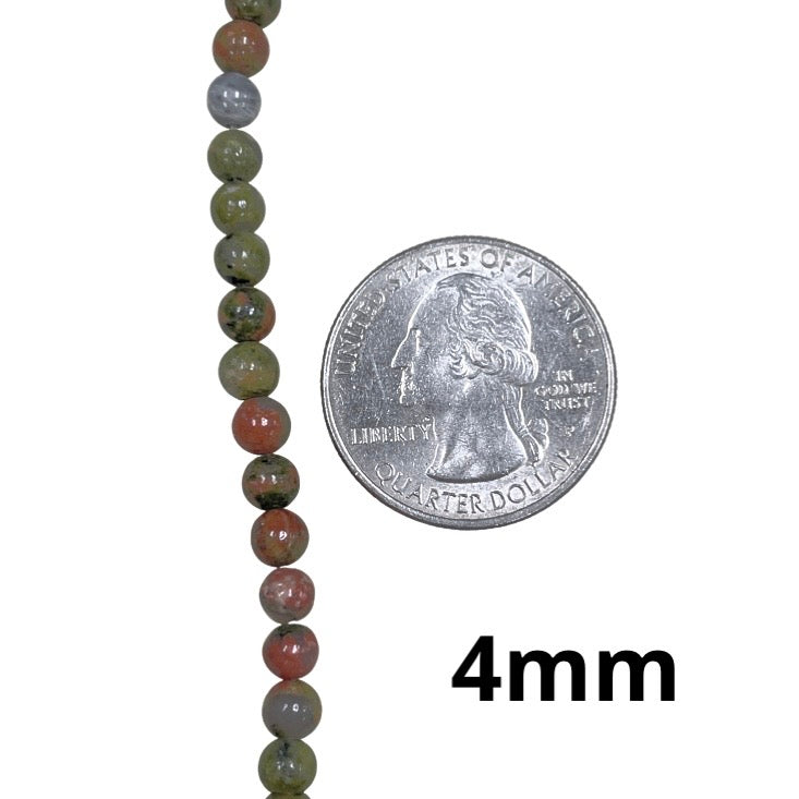 Round smooth 6mm Unakite Beads natural