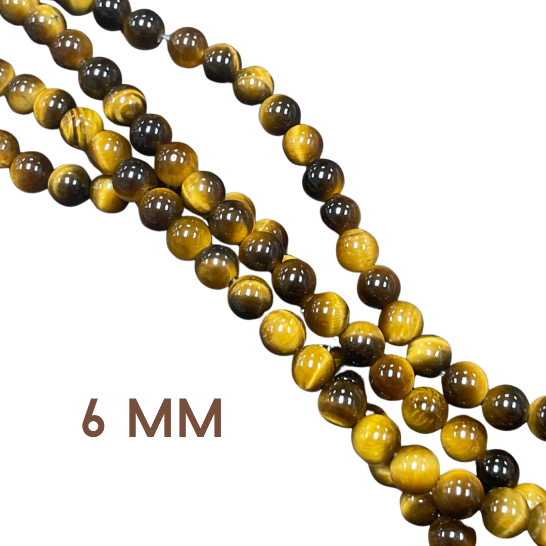 Tiger Eye Round Beads: 6mm