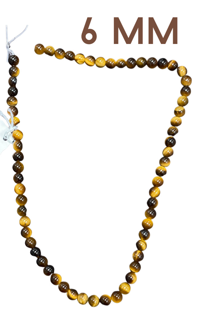 Tiger Eye Round Beads: 6mm