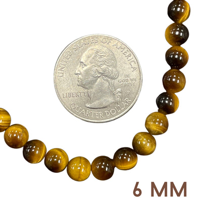 Tiger Eye Round Beads: 6mm